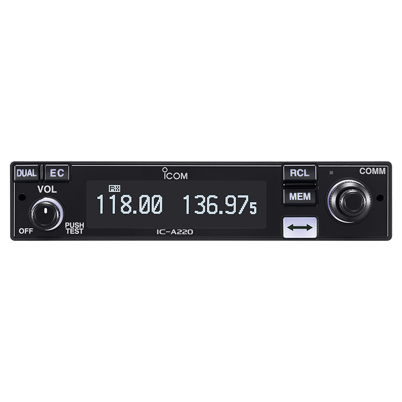 ICOM-A220 TSO version Easy to Install Panel Mount Airband with White OLED Display and White Key - الصورة 3