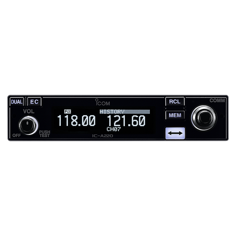 ICOM-A220 TSO version Easy to Install Panel Mount Airband with White OLED Display and White Key - الصورة 4